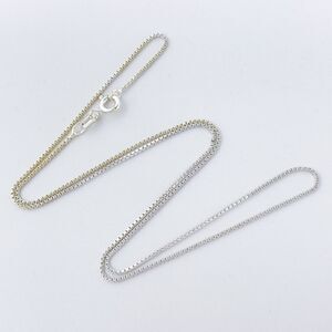 Vintage Italy SU Sterling Silver 925 0.8mm Box Chain Necklace 15.75"